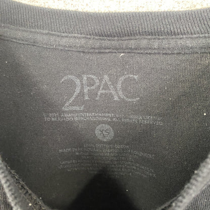 古着 used　2PAC　ツーパック　半袖バンドプリントTシャツ　ラップ　黒　ブラック　レトロデザイン　クルーネック　XSサイズ