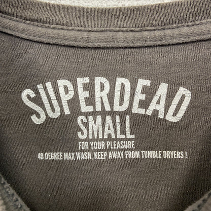 SUPERDEAD　半袖プリントアニマルTシャツ　マウス　酔っ払いネズミ　車　茶色　ブラウン　Sサイズ