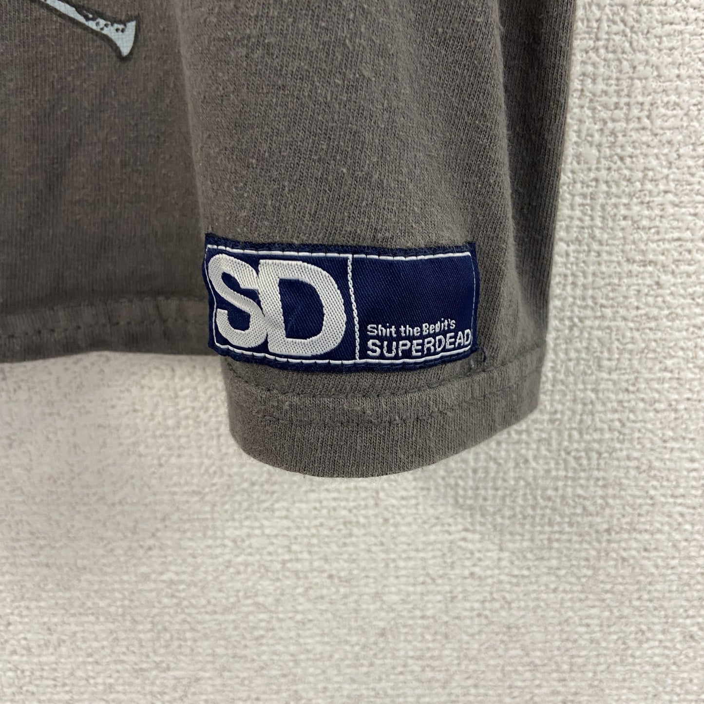 SUPERDEAD　半袖プリントアニマルTシャツ　マウス　酔っ払いネズミ　車　茶色　ブラウン　Sサイズ