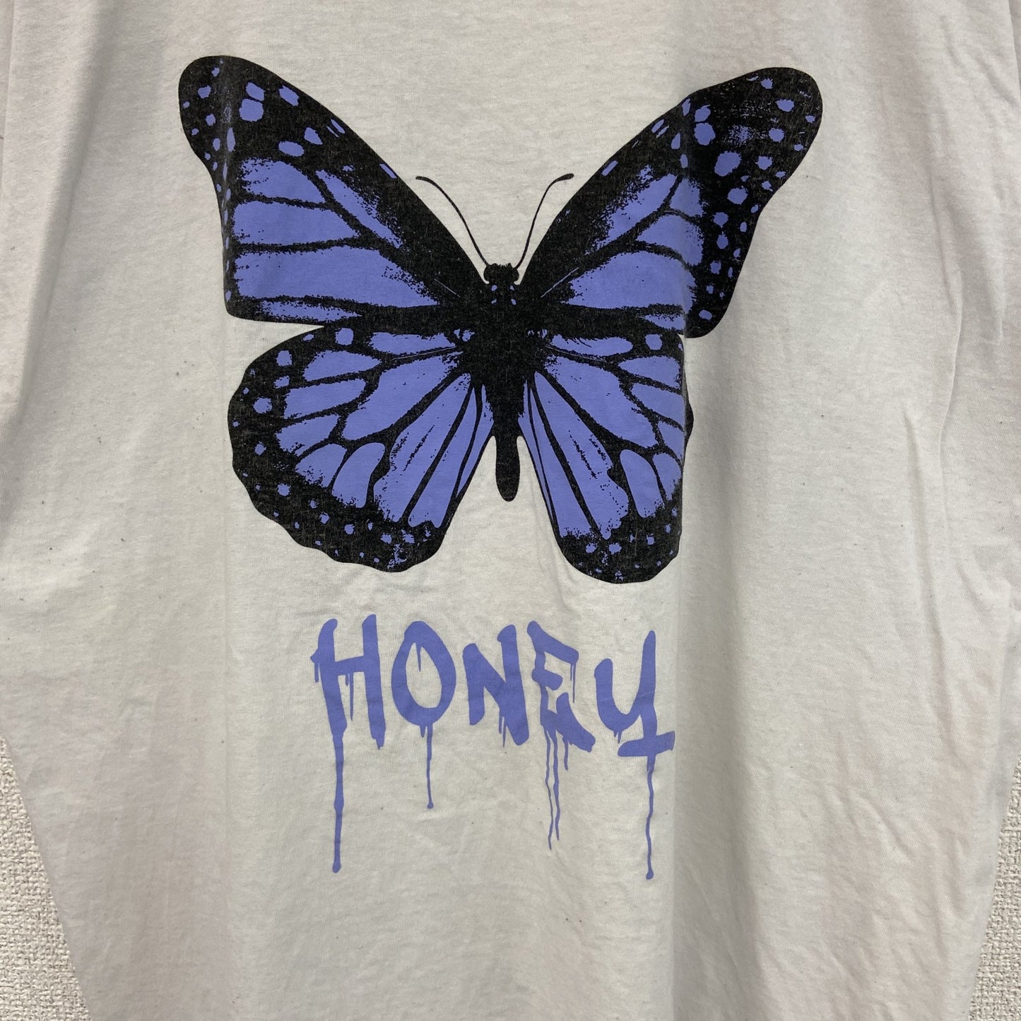 古着 used　FURUIT OF THE LOOM　半袖プリントTシャツ　バタフライ　クルーネック　カジュアル　白　XLサイズ