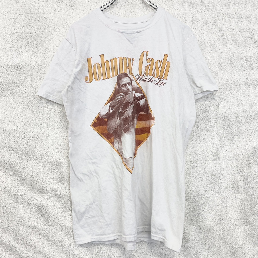 古着 used　johny Cash　ジョニー・キャッシュ　半袖アーティストTシャツ　音楽　ミュージシャン　白　ホワイト　Mサイズ