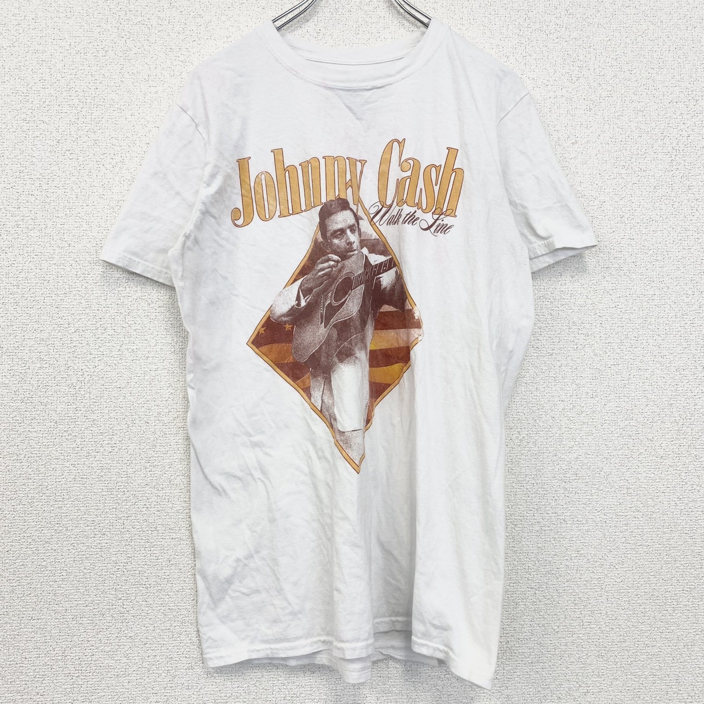 古着 used　johny Cash　ジョニー・キャッシュ　半袖アーティストTシャツ　音楽　ミュージシャン　白　ホワイト　Mサイズ