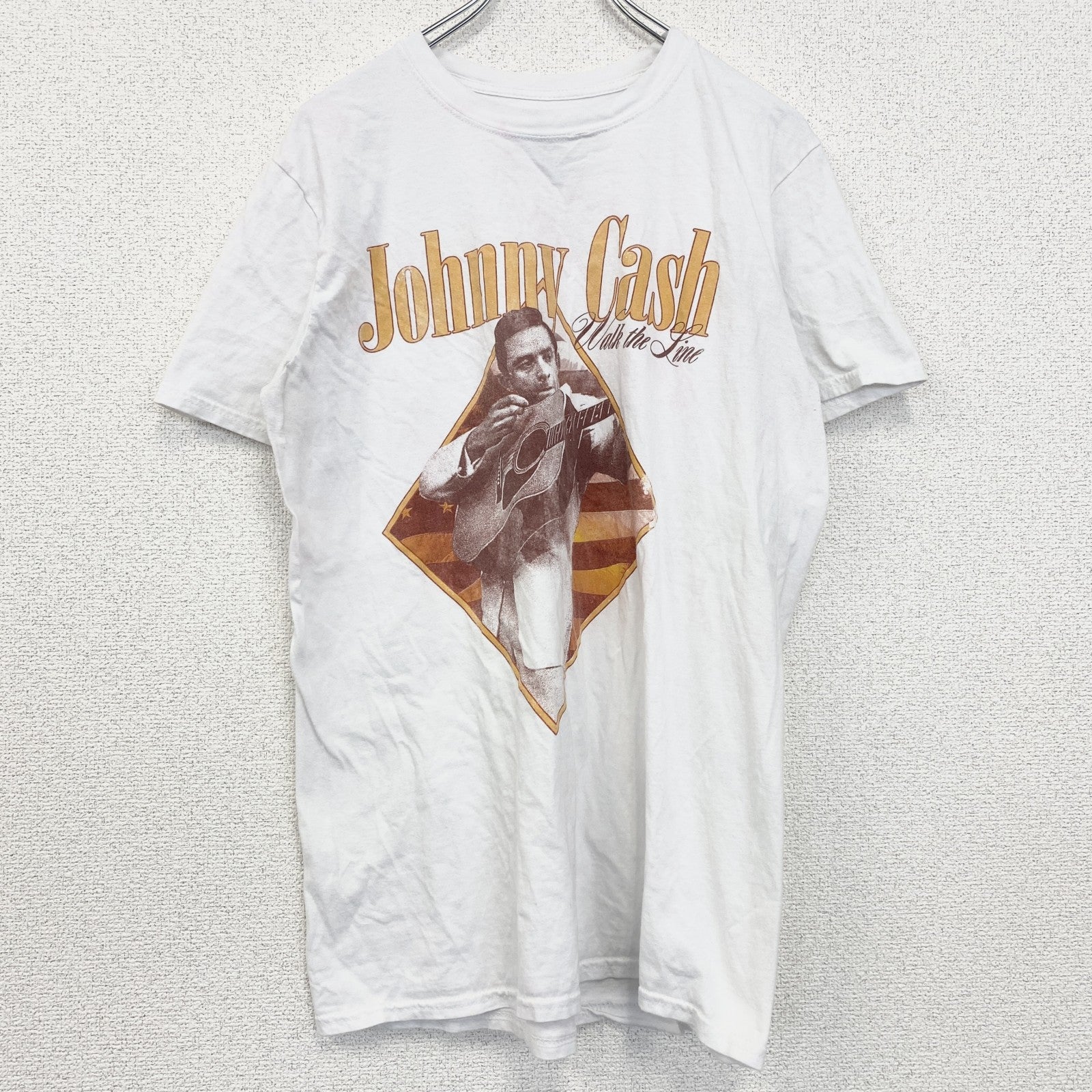 古着 used　johny Cash　ジョニー・キャッシュ　半袖アーティストTシャツ　音楽　ミュージシャン　白　ホワイト　Mサイズ