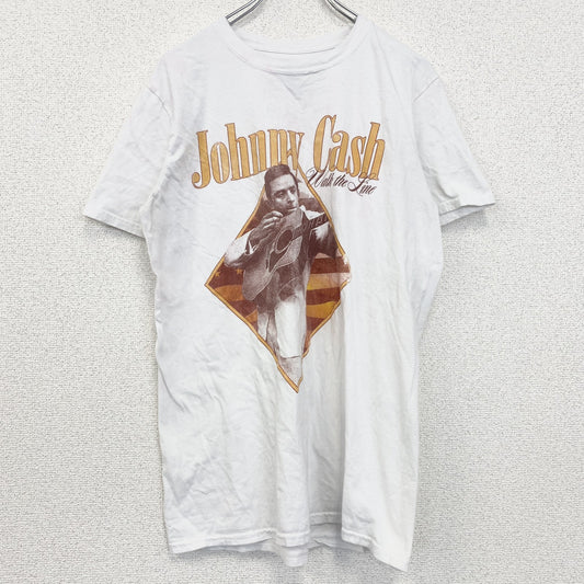 古着 used　johny Cash　ジョニー・キャッシュ　半袖アーティストTシャツ　音楽　ミュージシャン　白　ホワイト　Mサイズ