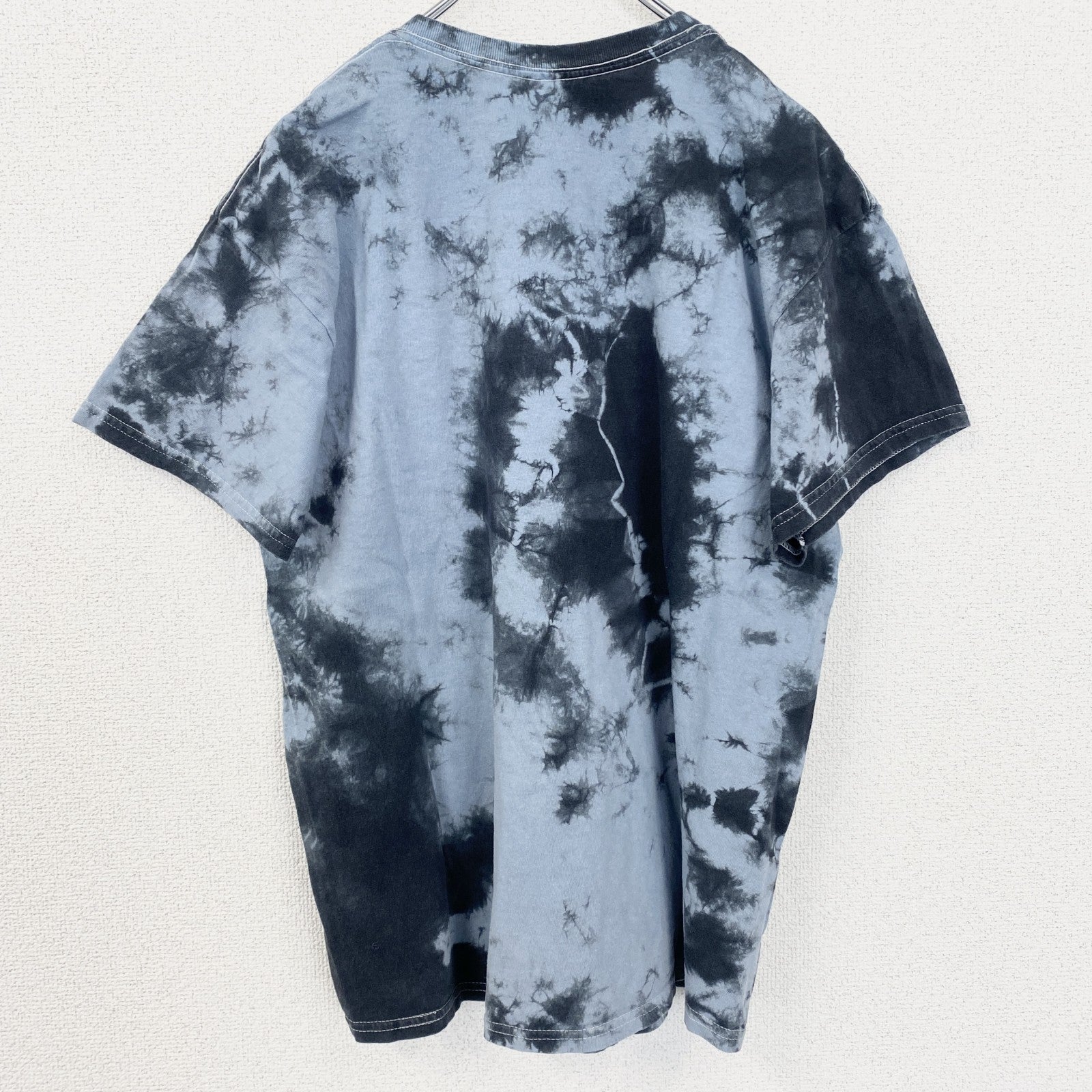 古着 used　Wutang　ウータン　半袖タイダイ柄プリントTシャツ　ラップ　レトロ　クルーネック　黒青　Mサイズ