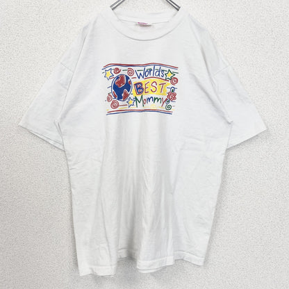 古着 used　90s　WeeZee　半袖プリントTシャツ　地球　シングルステッチ　ヴィンテージ　レトロ　白　クルーネック
