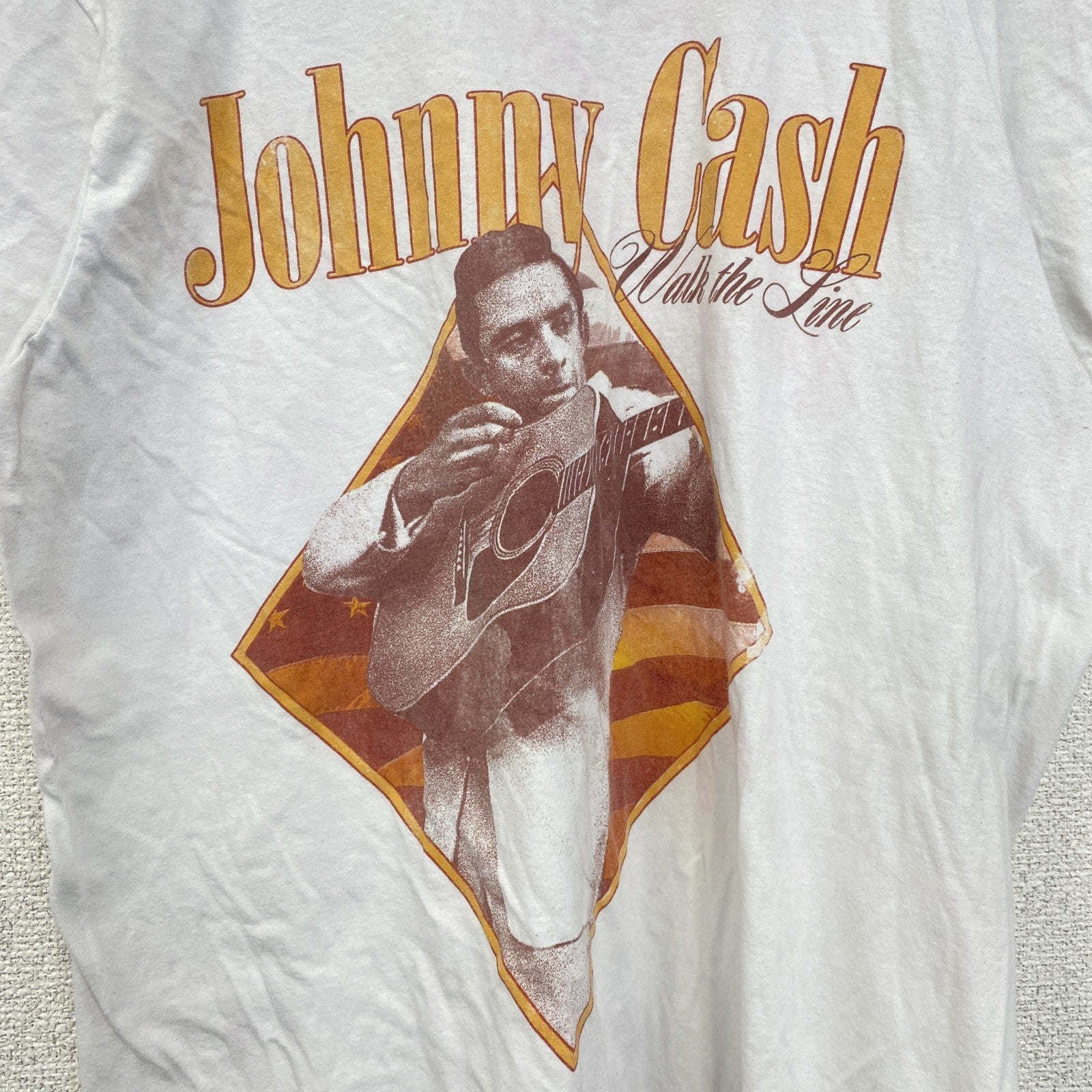 古着 used　johny Cash　ジョニー・キャッシュ　半袖アーティストTシャツ　音楽　ミュージシャン　白　ホワイト　Mサイズ
