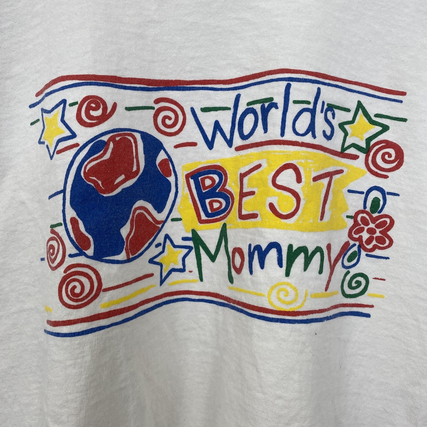 古着 used　90s　WeeZee　半袖プリントTシャツ　地球　シングルステッチ　ヴィンテージ　レトロ　白　クルーネック