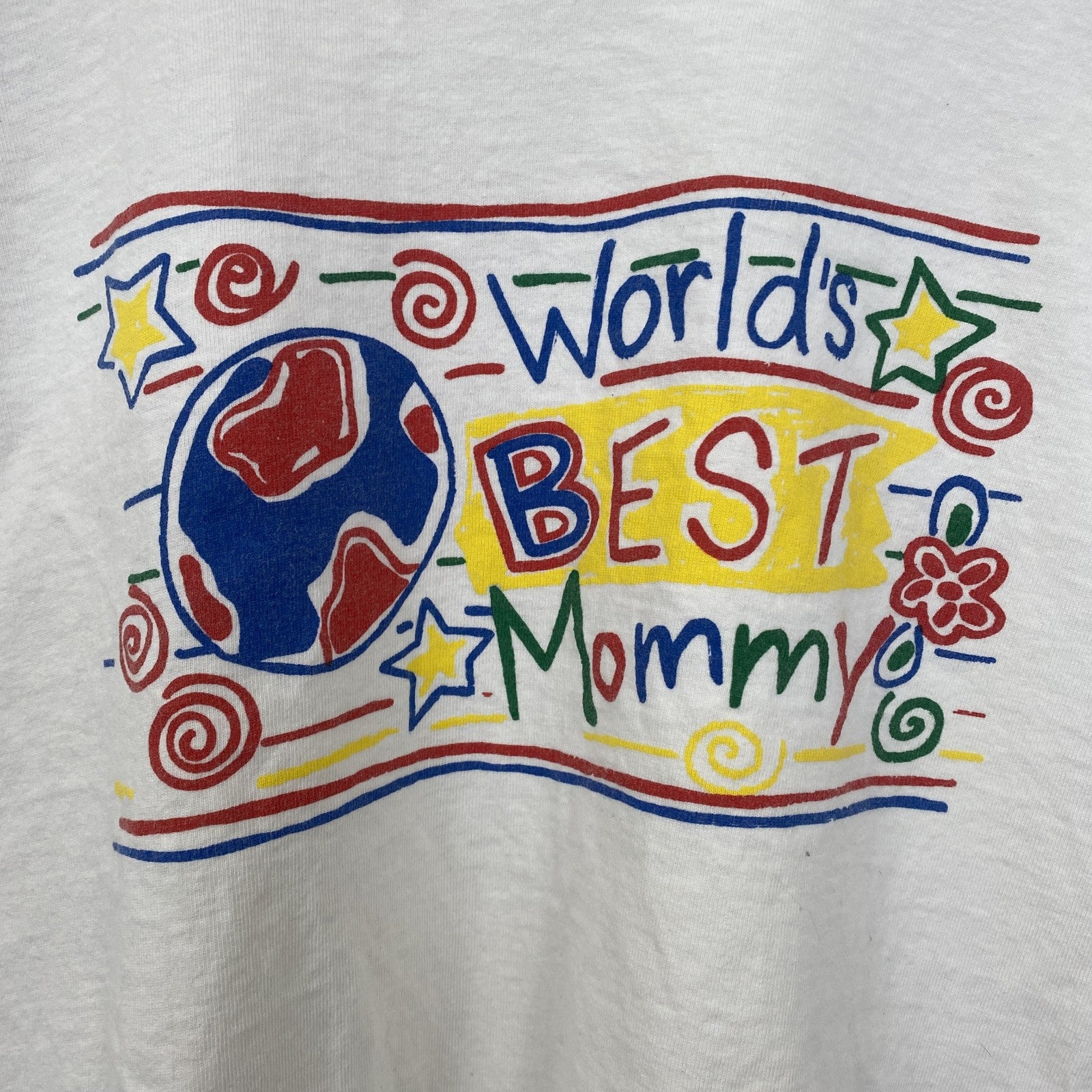 古着 used　90s　WeeZee　半袖プリントTシャツ　地球　シングルステッチ　ヴィンテージ　レトロ　白　クルーネック