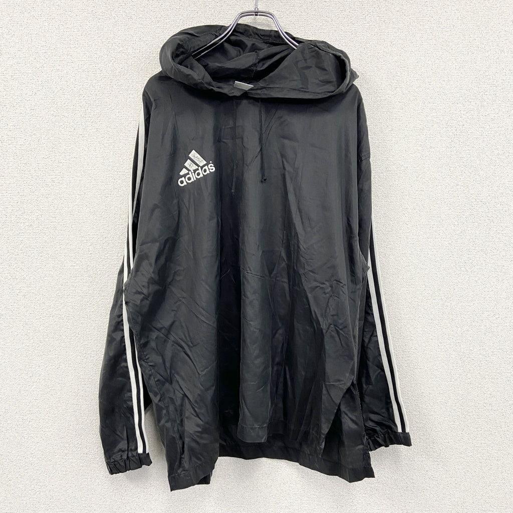 90s～　adidas　アディダス　ナイロンパーカー　ウインドブレーカー　ヴィンテージ　黒　ブラック　Oサイズ