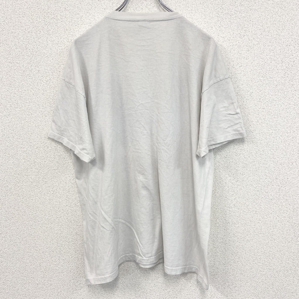 古着 used　FURUIT OF THE LOOM　半袖プリントTシャツ　バタフライ　クルーネック　カジュアル　白　XLサイズ