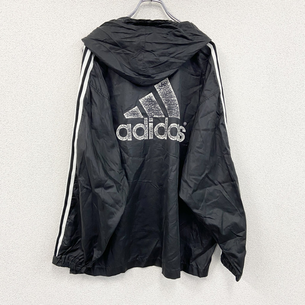 90s～　adidas　アディダス　ナイロンパーカー　ウインドブレーカー　ヴィンテージ　黒　ブラック　Oサイズ