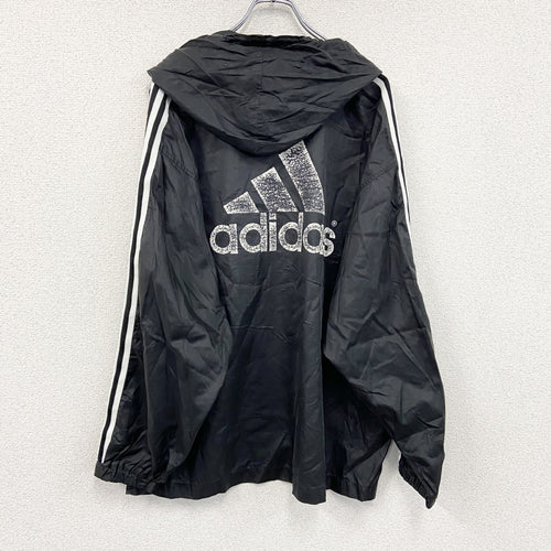 90s～　adidas　アディダス　ナイロンパーカー　ウインドブレーカー　ヴィンテージ　黒　ブラック　Oサイズ
