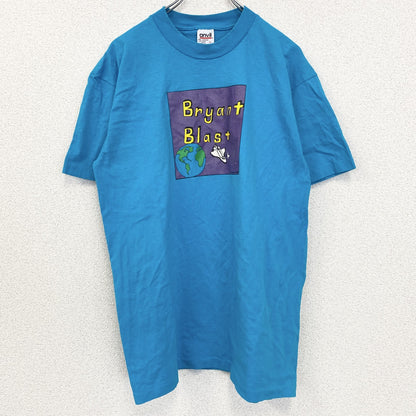 古着 used　anvil　アンビル　半袖プリントTシャツ　シングルステッチ　ブルー　ギャラクシー　地球　Lサイズ