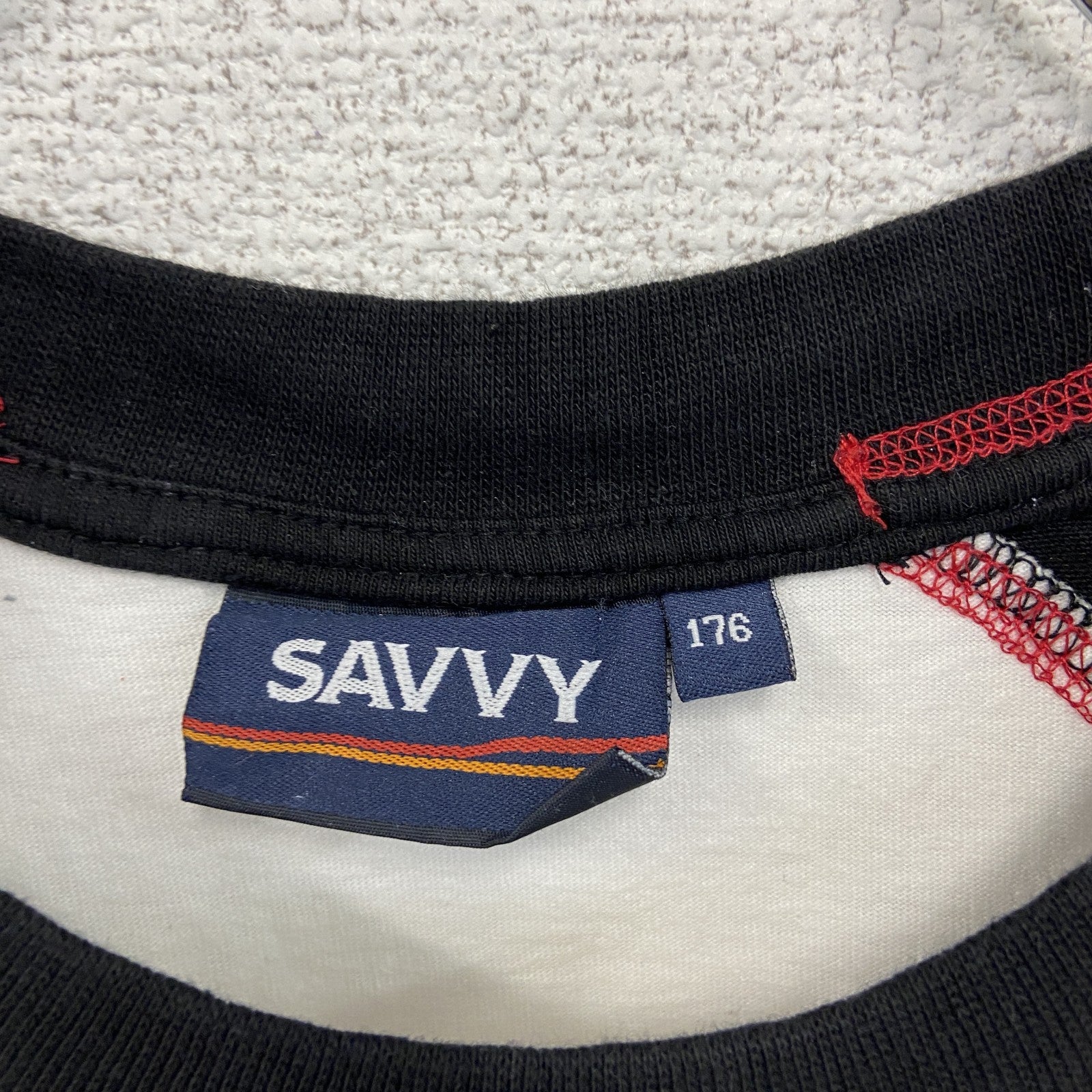 古着 used　SAVVY　タンクトップシャツ　ノースリーブ　ラグランデザイン　クルーネック　カジュアル　レトロ　バイカラー　黒　白　Lサイズ