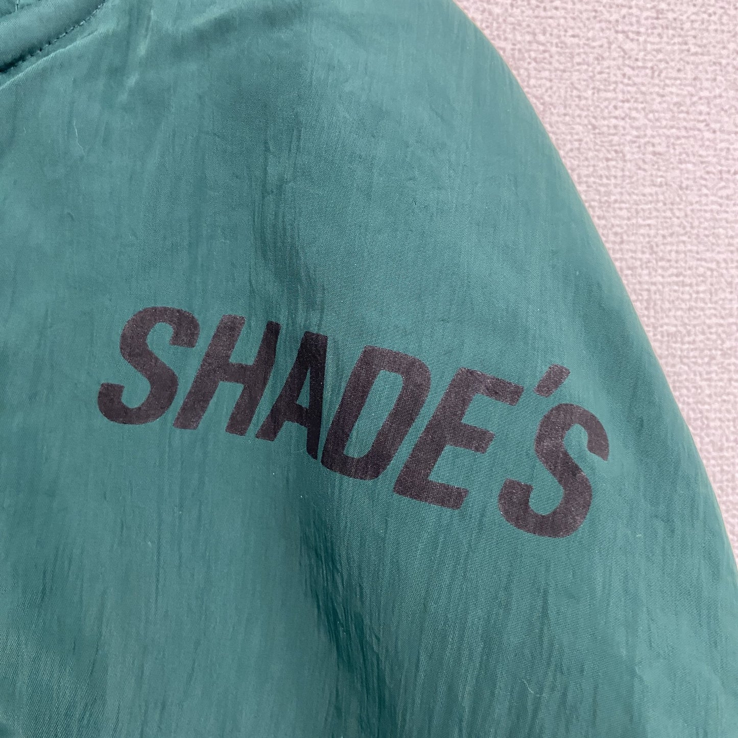 90s～　SHADE'S　シェード　フライトジャケット/MA-1　フルジップナイロンジャケット　緑　グリーン　Fサイズ