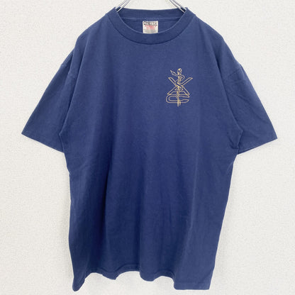 古着 used　90s　ONEITA　半袖ワンポイントTシャツ　レトロ　ネイビー　紺　シングルステッチ　ヴィンテージ　2XLサイズ