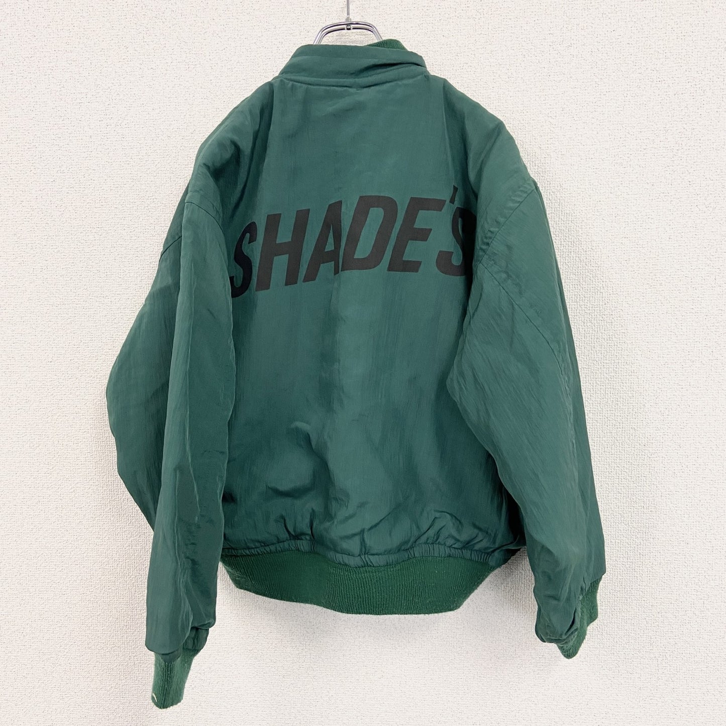 90s～　SHADE'S　シェード　フライトジャケット/MA-1　フルジップナイロンジャケット　緑　グリーン　Fサイズ