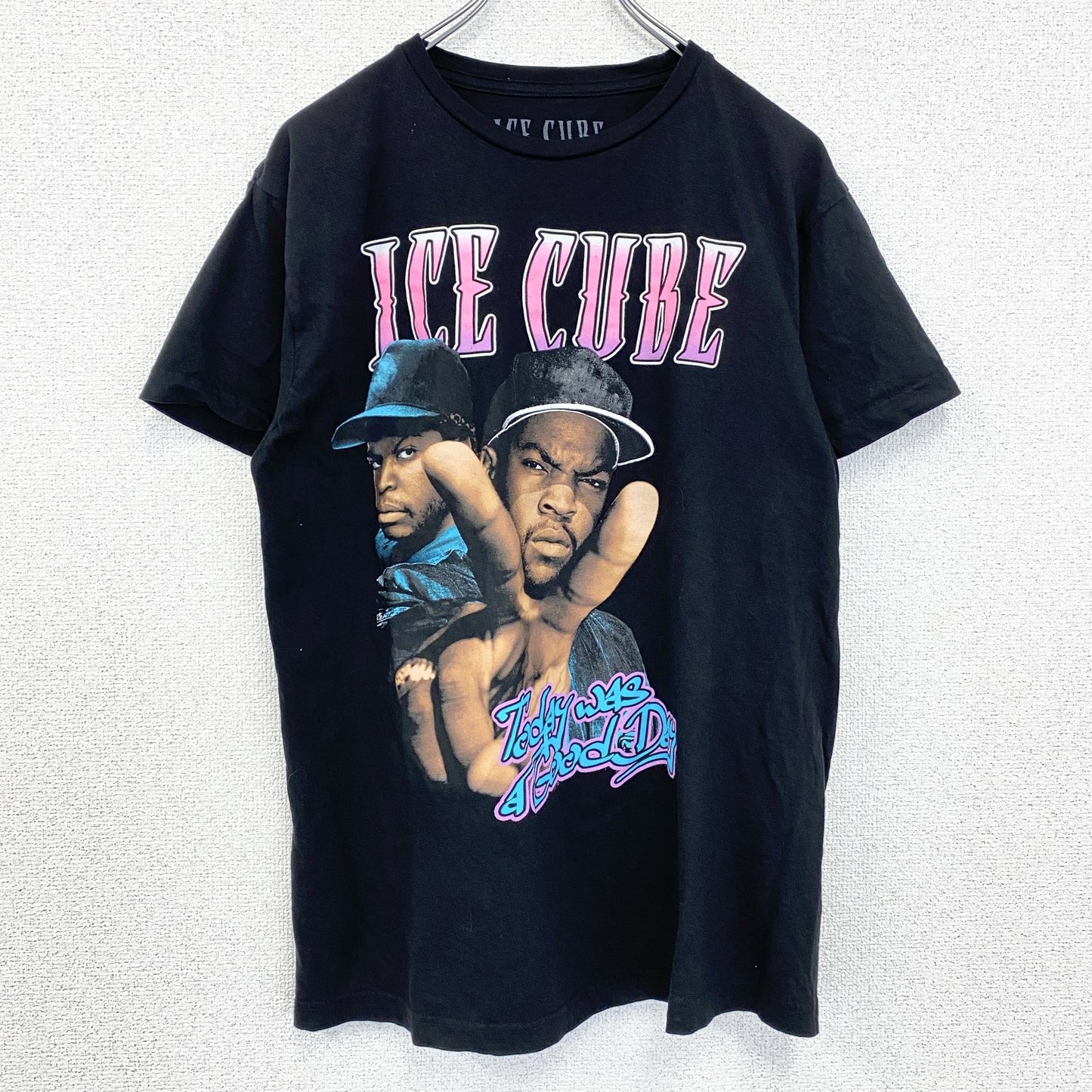 古着 used　ICE CUBE　半袖プリントTシャツ　ブラック　ヒップホップ　ストリート　クルーネック　Mサイズ
