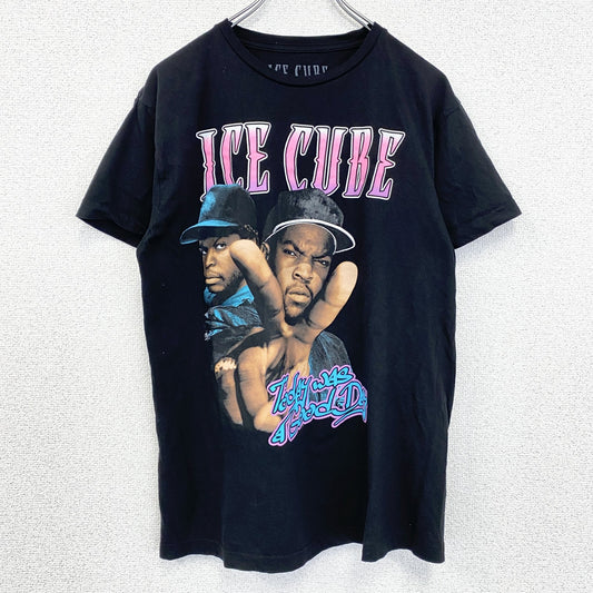古着 used　ICE CUBE　半袖プリントTシャツ　ブラック　ヒップホップ　ストリート　クルーネック　Mサイズ