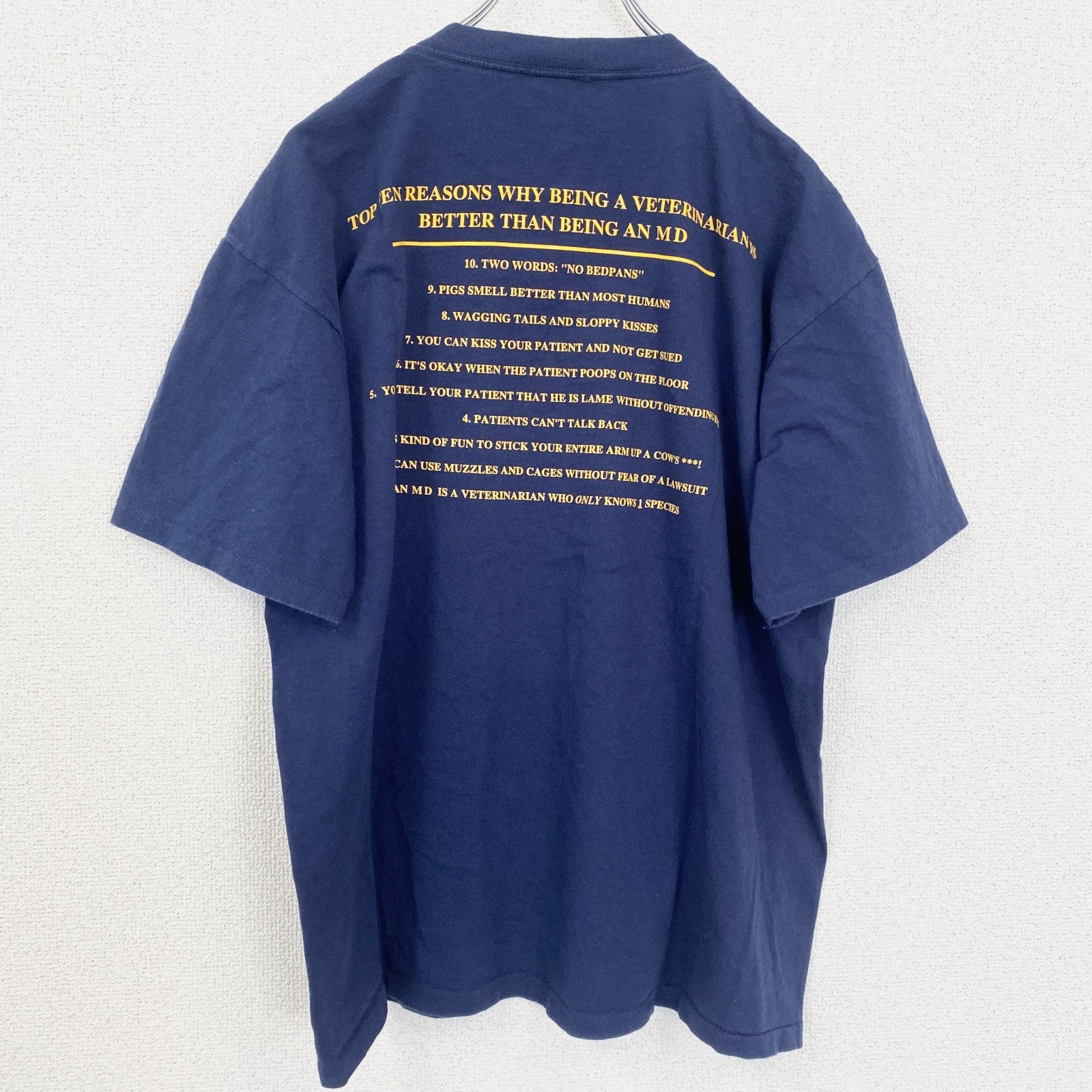 古着 used　90s　ONEITA　半袖ワンポイントTシャツ　レトロ　ネイビー　紺　シングルステッチ　ヴィンテージ　2XLサイズ