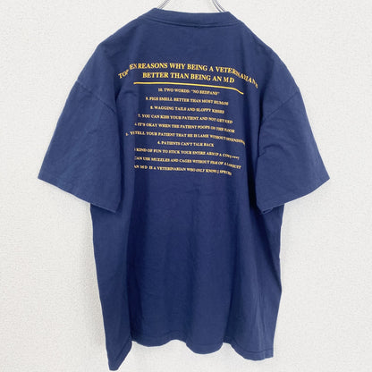 古着 used　90s　ONEITA　半袖ワンポイントTシャツ　レトロ　ネイビー　紺　シングルステッチ　ヴィンテージ　2XLサイズ