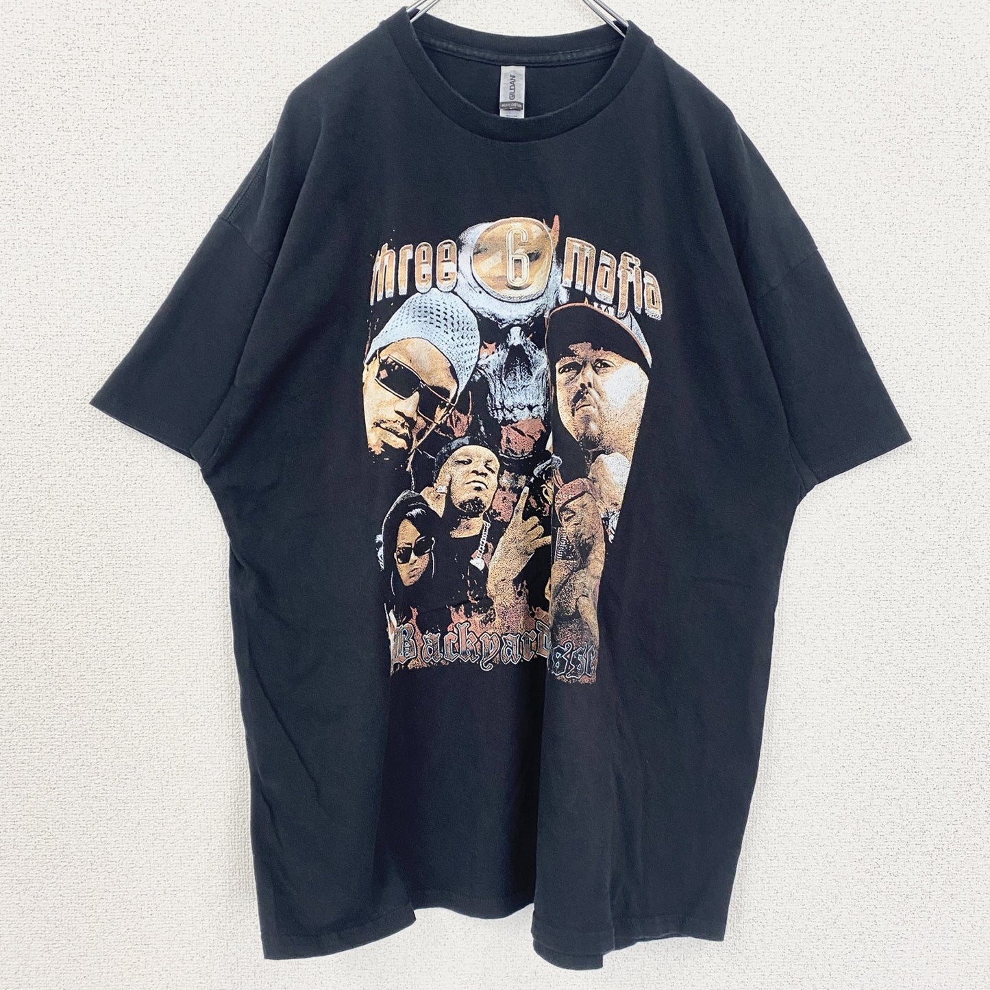 古着 used　Live by Yo Rep　半袖プリントTシャツ　ラッパー　レトロデザイン　黒　ブラック　2XLサイズ