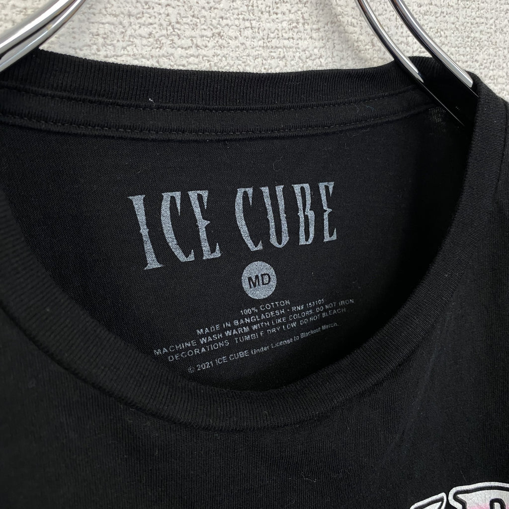 古着 used　ICE CUBE　半袖プリントTシャツ　ブラック　ヒップホップ　ストリート　クルーネック　Mサイズ