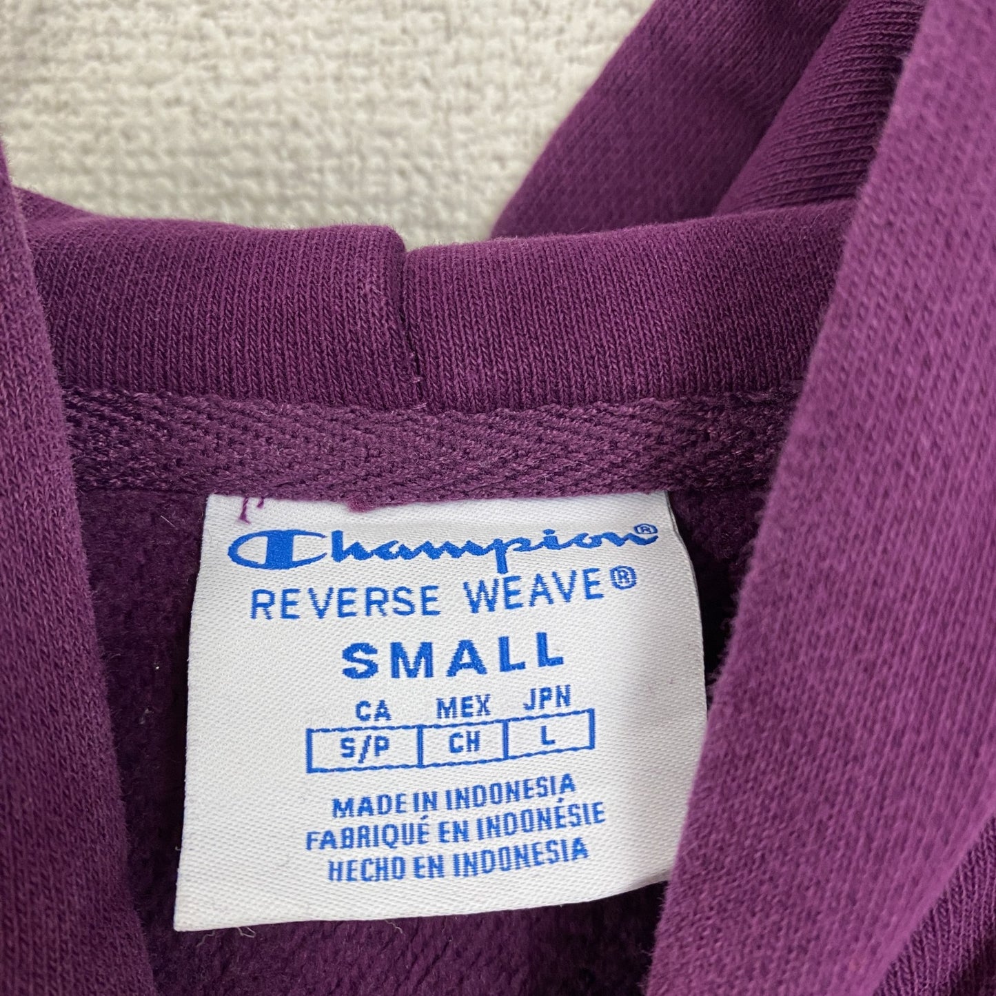 Champion　チャンピオン　リバースウィーブ　スウェットパーカー/フーディー　チェック柄　紫　パープル　Sサイズ