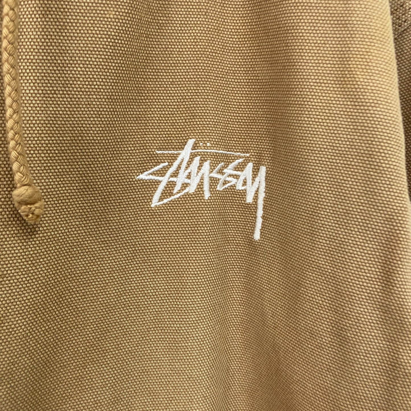 STUSSY　ステューシー　フルジップダックパーカー　アクティブジャケットタイプ　デカロゴ　ブラウン　Mサイズ