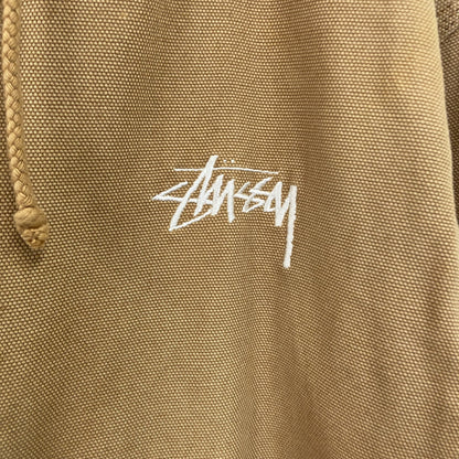 STUSSY　ステューシー　フルジップダックパーカー　アクティブジャケットタイプ　デカロゴ　ブラウン　Mサイズ