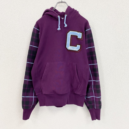 Champion　チャンピオン　リバースウィーブ　スウェットパーカー/フーディー　チェック柄　紫　パープル　Sサイズ