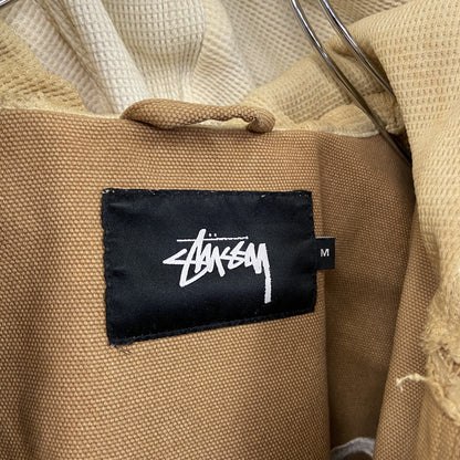 STUSSY　ステューシー　フルジップダックパーカー　アクティブジャケットタイプ　デカロゴ　ブラウン　Mサイズ
