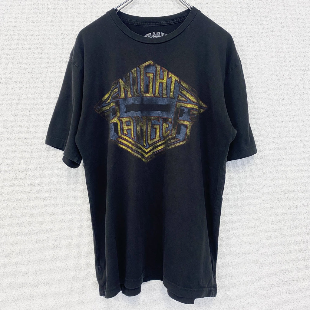 古着 used　半袖音楽プリントTシャツ　ナイトレンジャー　ハードロック　黒　ブラック　クルーネック　Lサイズ