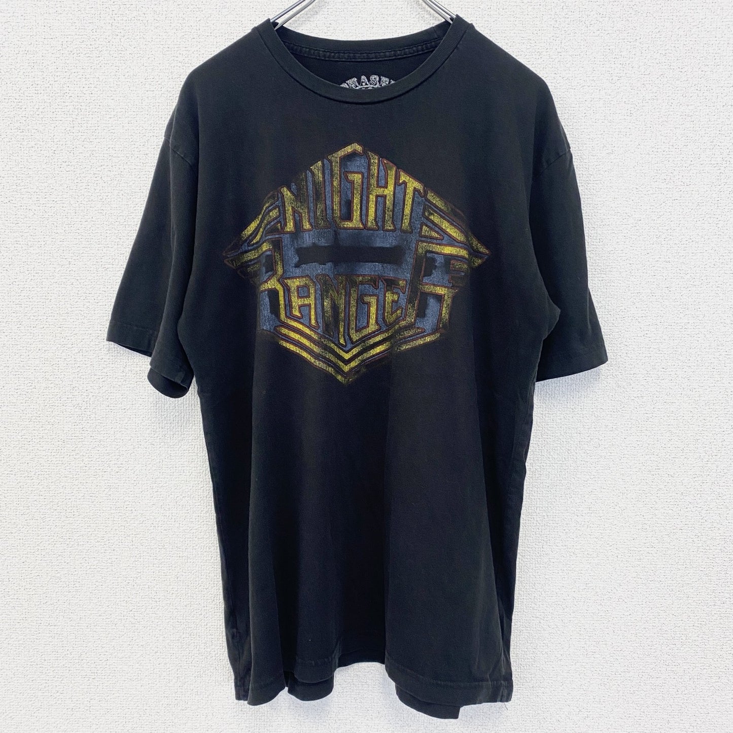 古着 used　半袖音楽プリントTシャツ　ナイトレンジャー　ハードロック　黒　ブラック　クルーネック　Lサイズ