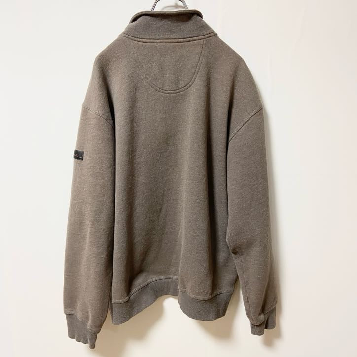 IZOD　アイゾッド　ハーフジップスウェット/トレーナー　ワンポイント　フェード　ハイネック　茶色　ブラウン　XLサイズ