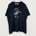 古着 used　TEES FACTORY　半袖プリントTシャツ　トカゲ　カジュアルデザイン　黒　ブラック　クルーネック　Lサイズ