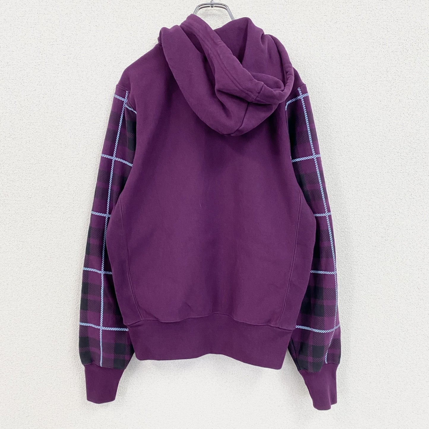 Champion　チャンピオン　リバースウィーブ　スウェットパーカー/フーディー　チェック柄　紫　パープル　Sサイズ