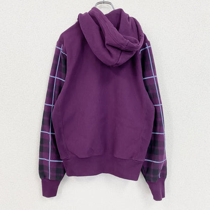 Champion　チャンピオン　リバースウィーブ　スウェットパーカー/フーディー　チェック柄　紫　パープル　Sサイズ