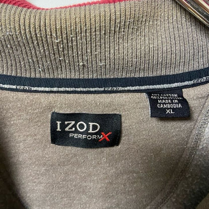 IZOD　アイゾッド　ハーフジップスウェット/トレーナー　ワンポイント　フェード　ハイネック　茶色　ブラウン　XLサイズ