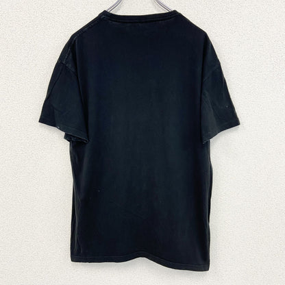 古着 used　TEES FACTORY　半袖プリントTシャツ　トカゲ　カジュアルデザイン　黒　ブラック　クルーネック　Lサイズ