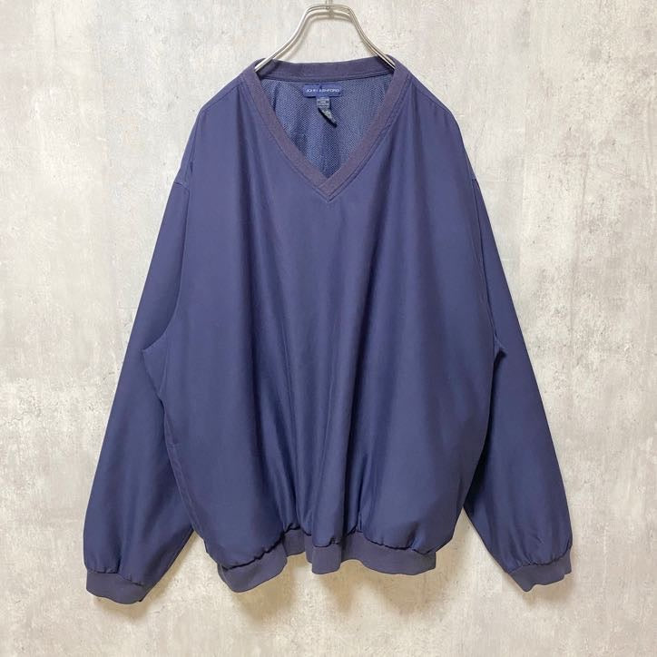 古着 used　JOHNASHFORD　ジョンアシュフォード　長袖無地ナイロンプルオーバー　ネイビー　ノームコア　XLサイズ