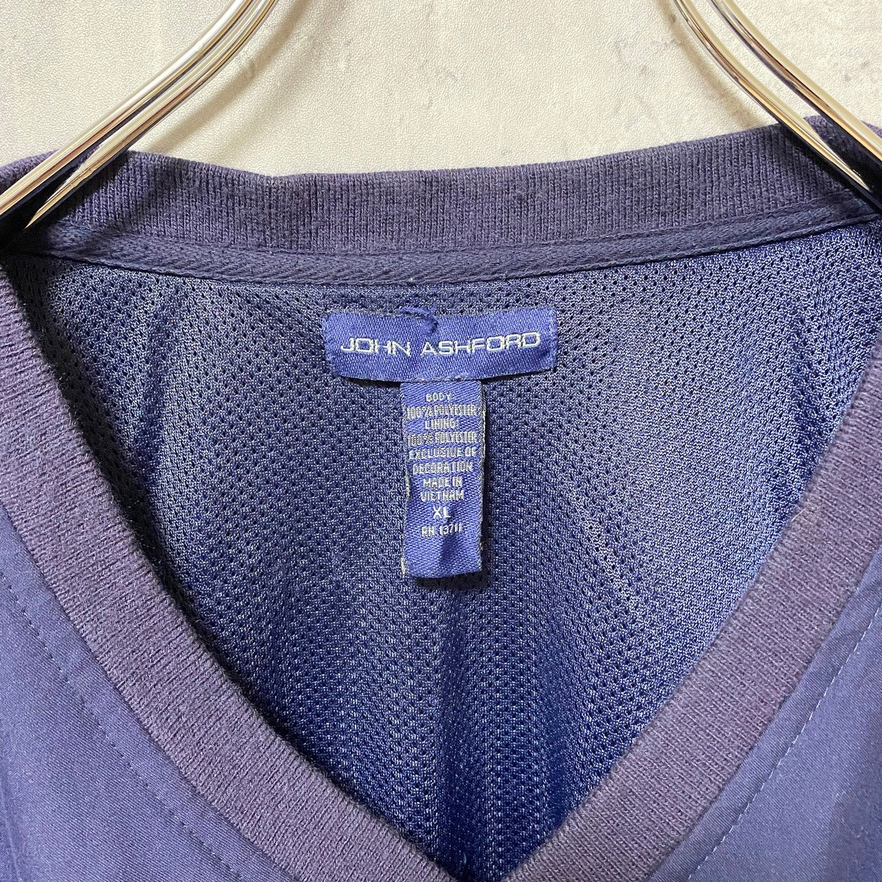 古着 used　JOHNASHFORD　ジョンアシュフォード　長袖無地ナイロンプルオーバー　ネイビー　ノームコア　XLサイズ