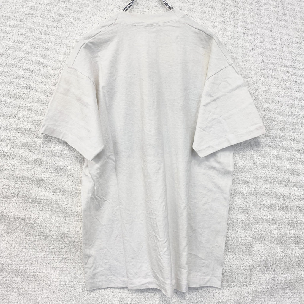 90s　半袖アニマルプリントTシャツ　ホワイト　白　動物　オオカミ　ウルフ　シングルステッチ　XLサイズ