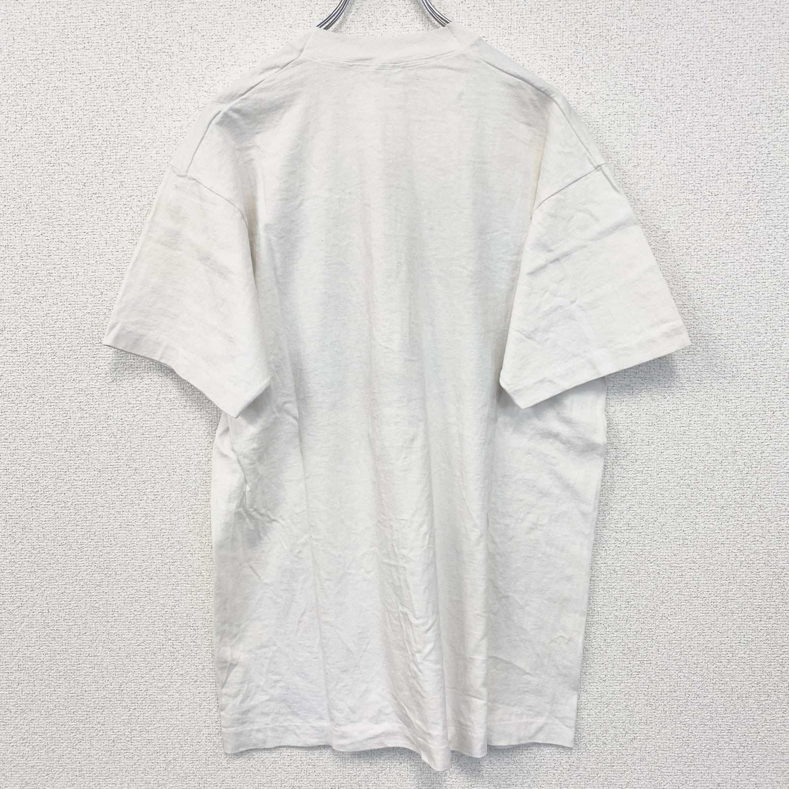 90s　半袖アニマルプリントTシャツ　ホワイト　白　動物　オオカミ　ウルフ　シングルステッチ　XLサイズ
