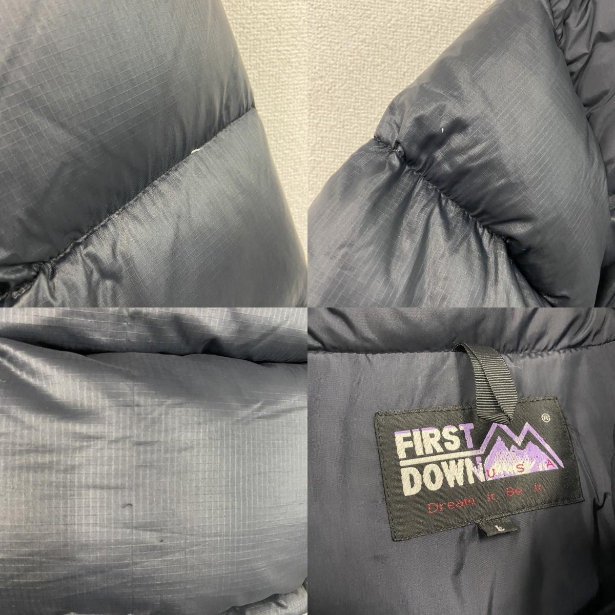 FIRST DOWN　ファーストダウン　ダウンジャケット　刺繡ロゴ　黒　ブラック　Lサイズ