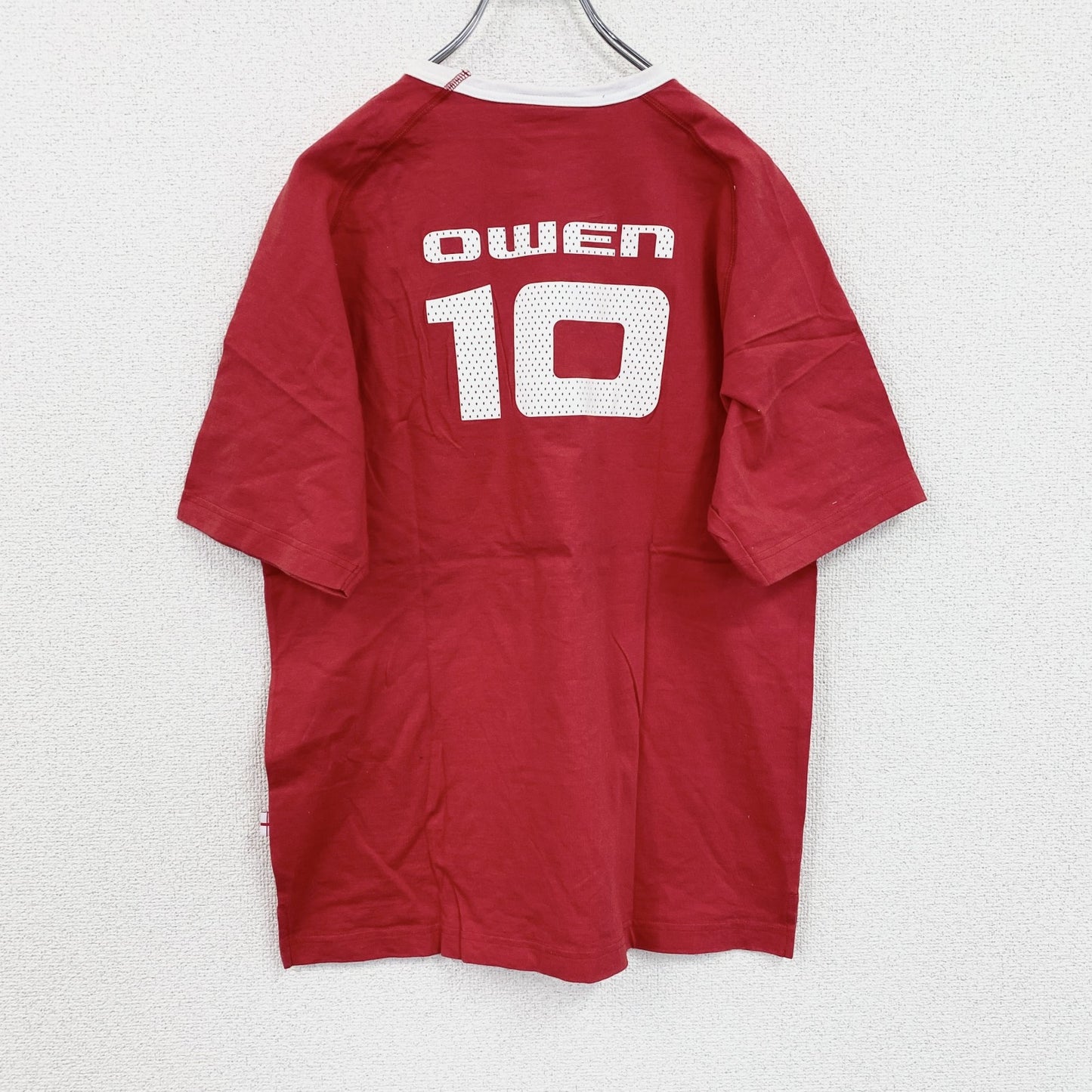 90s　UMBRO　アンブロ　イングランド代表　半袖リンガーTシャツ　ユニフォーム　ゲームシャツ　赤　レッド　Mサイズ
