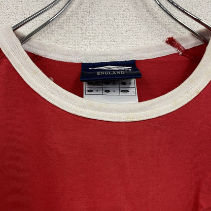 90s　UMBRO　アンブロ　イングランド代表　半袖リンガーTシャツ　ユニフォーム　ゲームシャツ　赤　レッド　Mサイズ