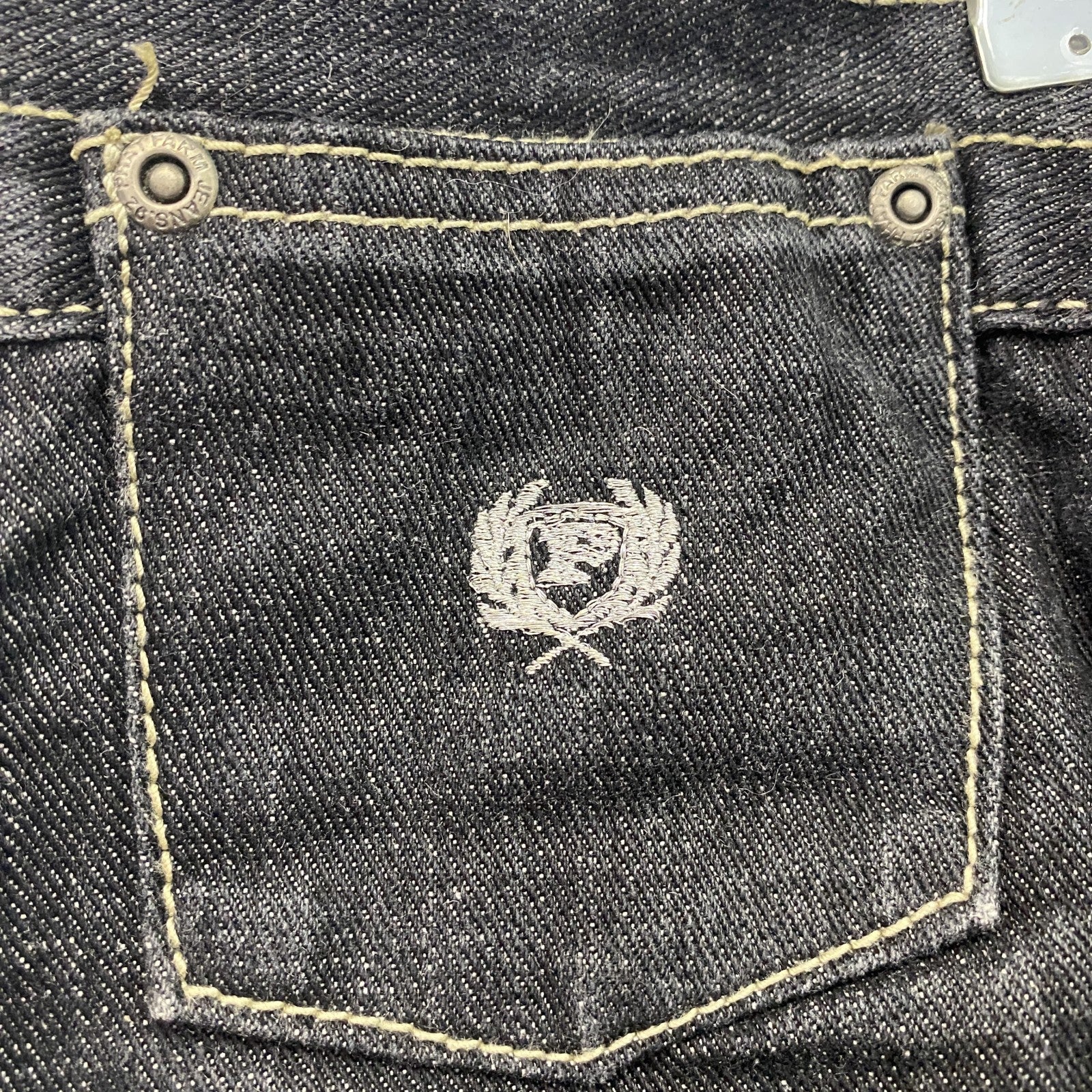 PHAT FARM　ファットファーム　ブラックデニムパンツ/ジーンズ　ジップフライ　刺繍ロゴ　黒　ブラック　W40サイズ
