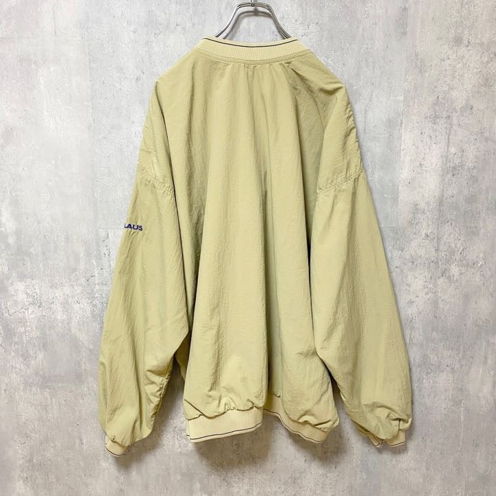 古着 used　NICKLAUS　長袖ナイロンプルオーバー　ワンポイント刺繍　テキサス　ゴルフ　黄色　ビッグシルエット　XLサイズ